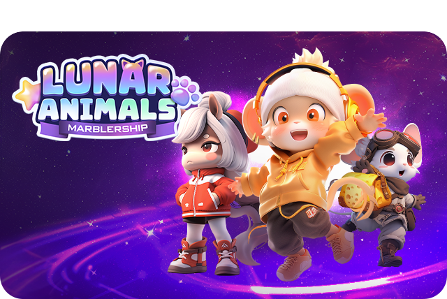 Main Banner - Lunar Animals NFT Airdrop Event | It's COLLECTION, which includes 12 different animals and a cat, the first guardian of MARBLEX UNIVERSE. 